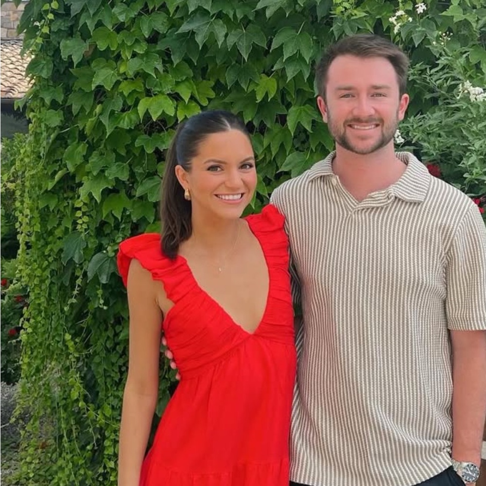 Red Ruffled V-Neck Dress